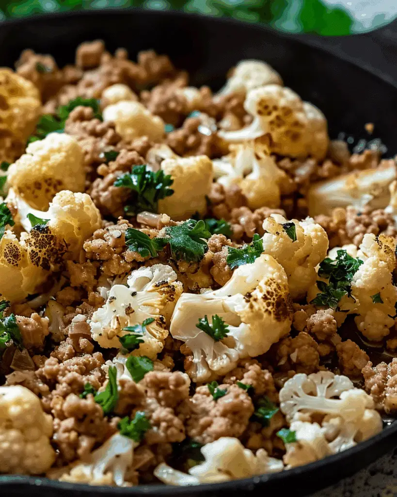 Garlic Butter Ground Turkey with Cauliflower Skillet