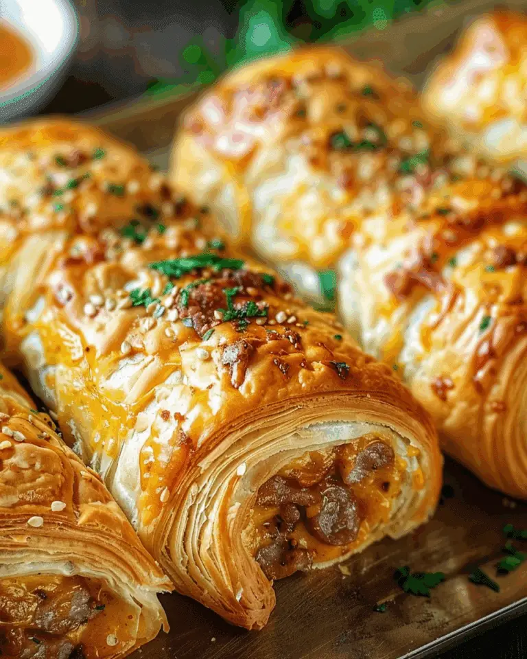 Cheesy Sausage Puff Pastry Rolls