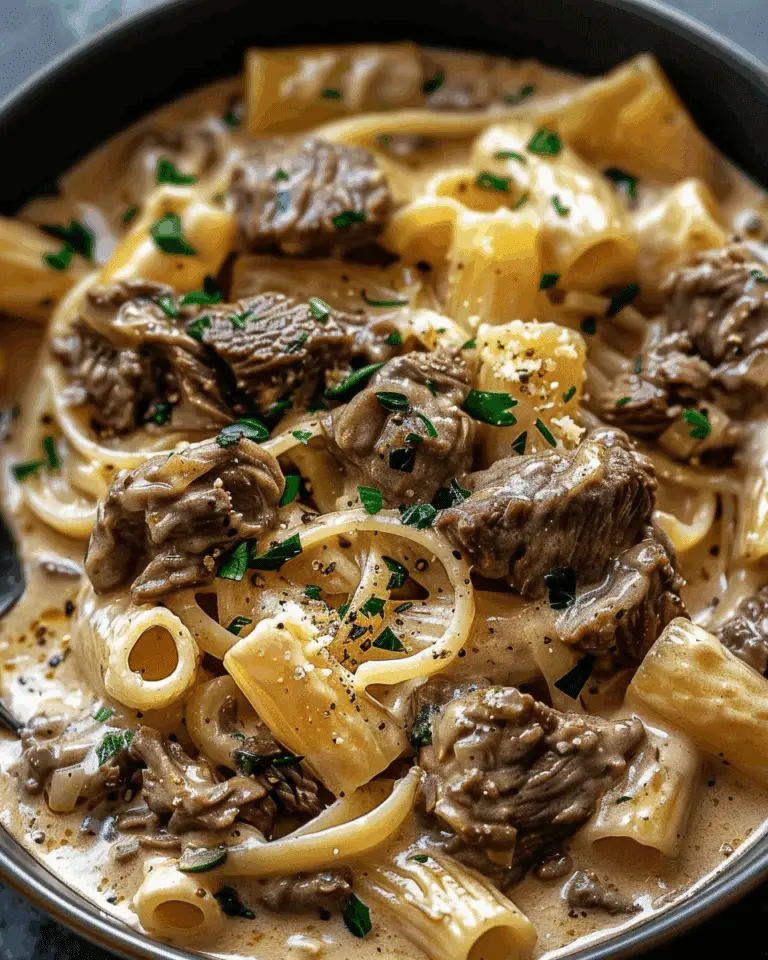 Beef Pasta in Creamy Garlic Sauce