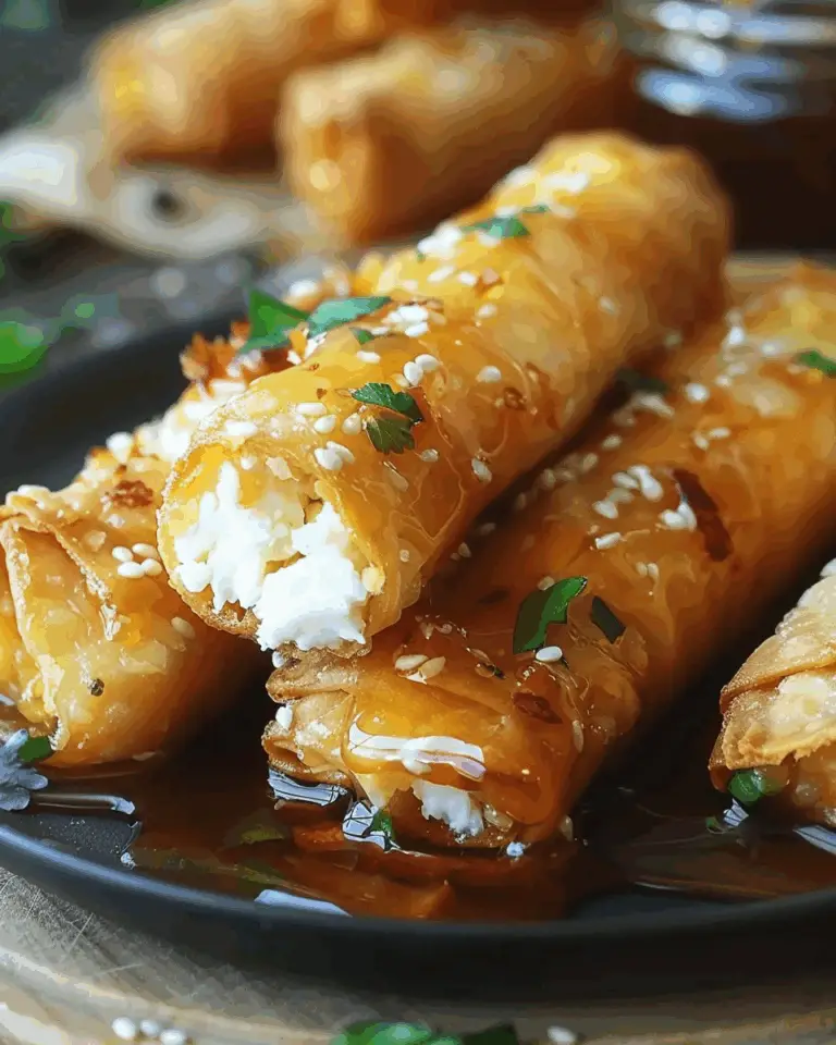 Oven Fried Feta Rolls with Chili Honey