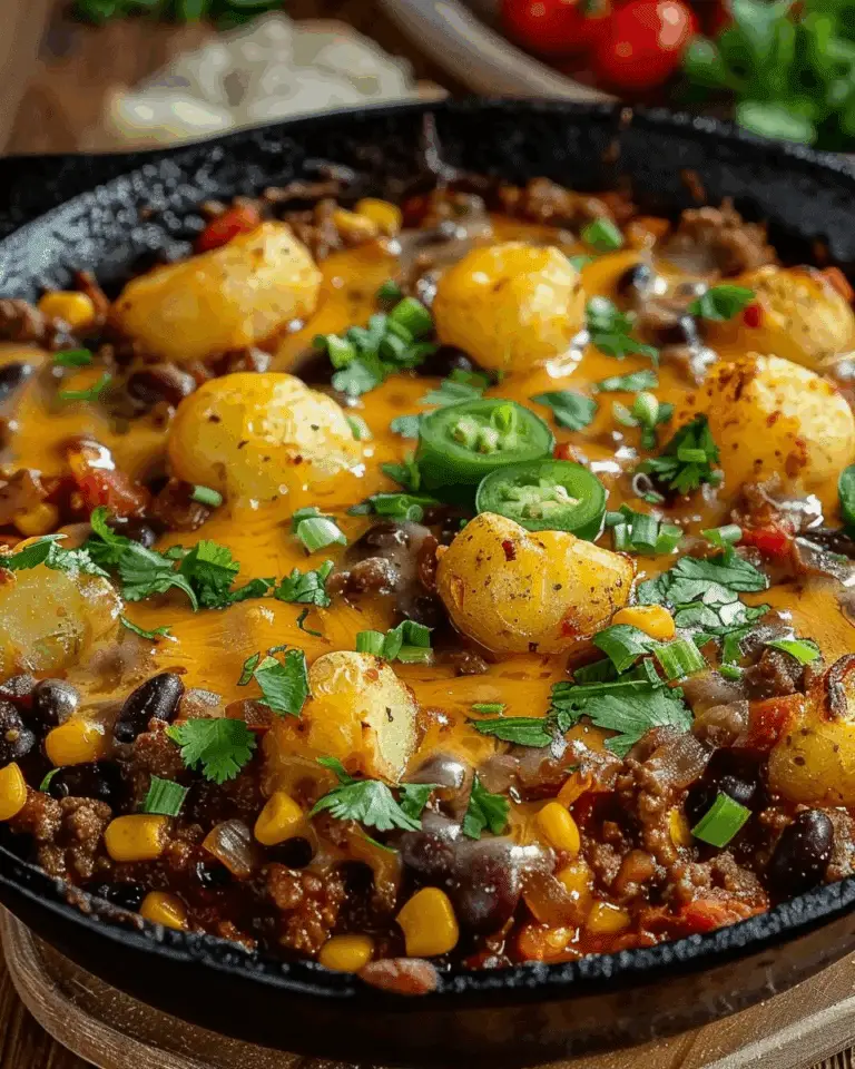 Cheesy Chili Potato Skillet Delight