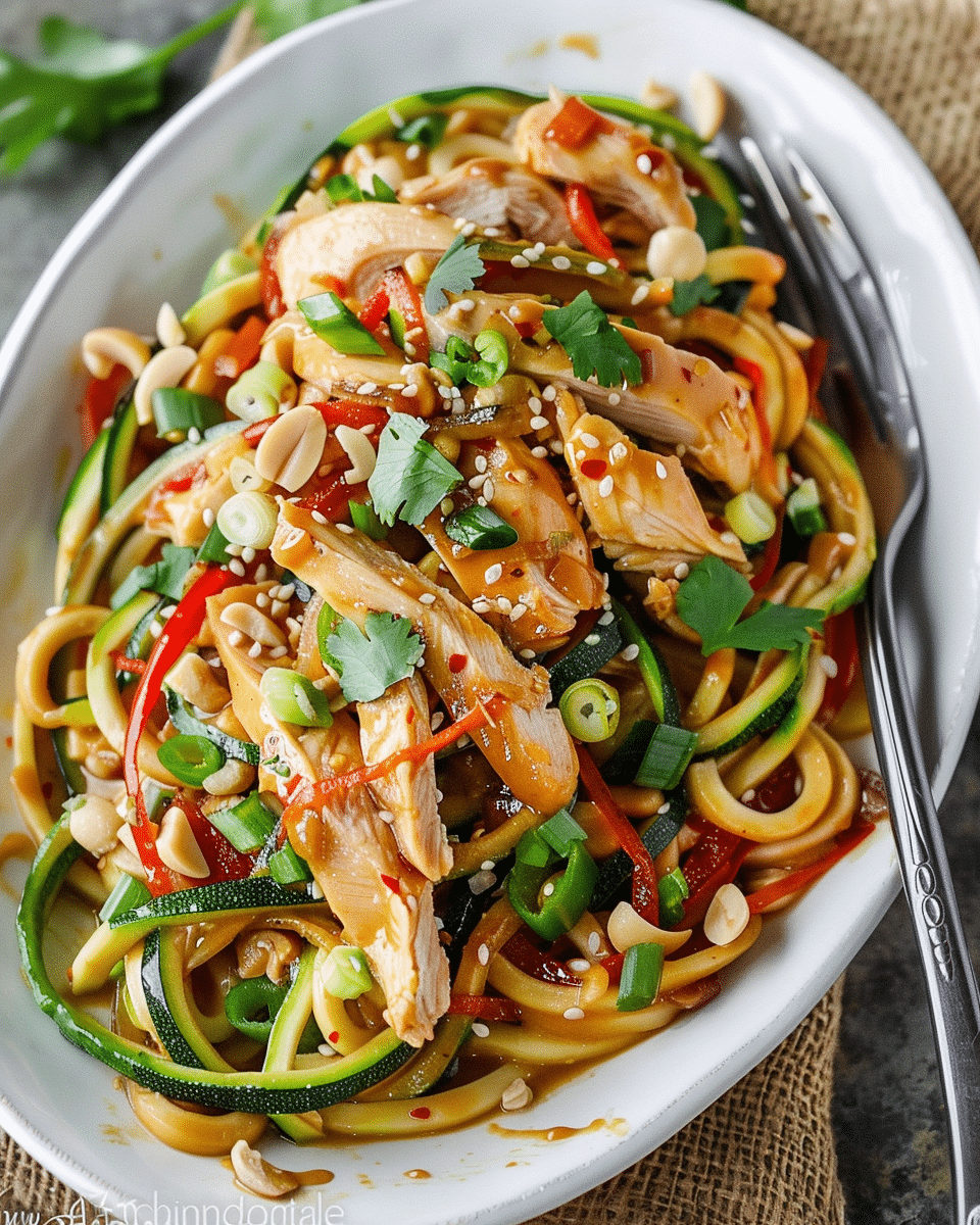 Peanut Chicken Zucchini Noodles