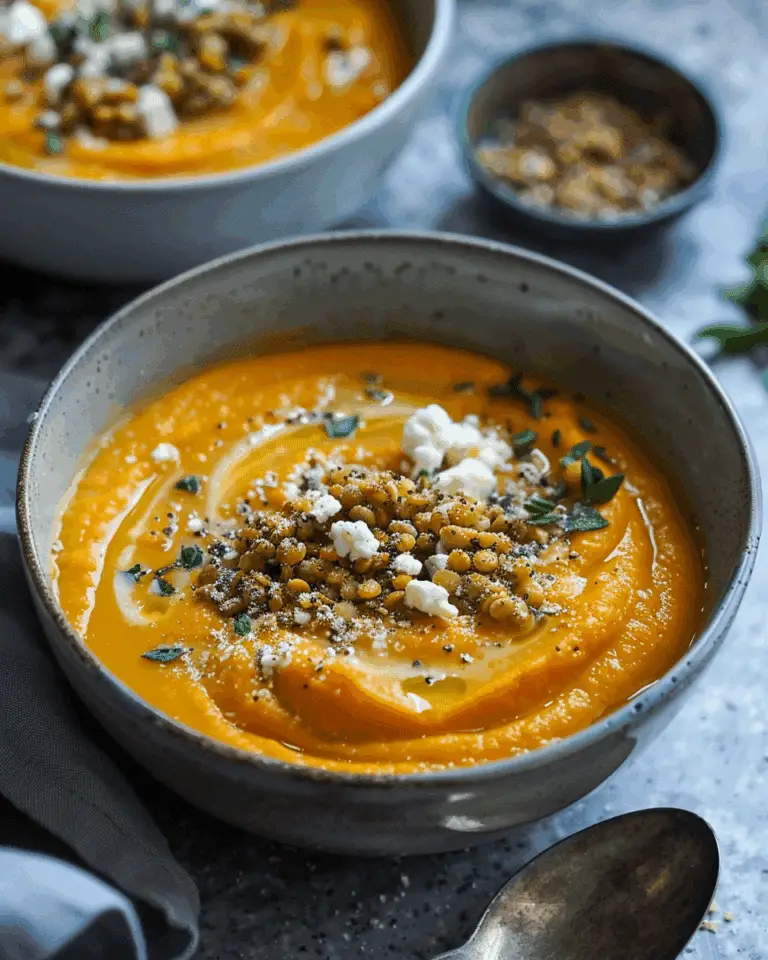 Spiced Carrot and Lentil Soup with Feta Crumble