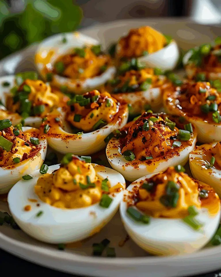 Spicy Chili Garlic Deviled Eggs