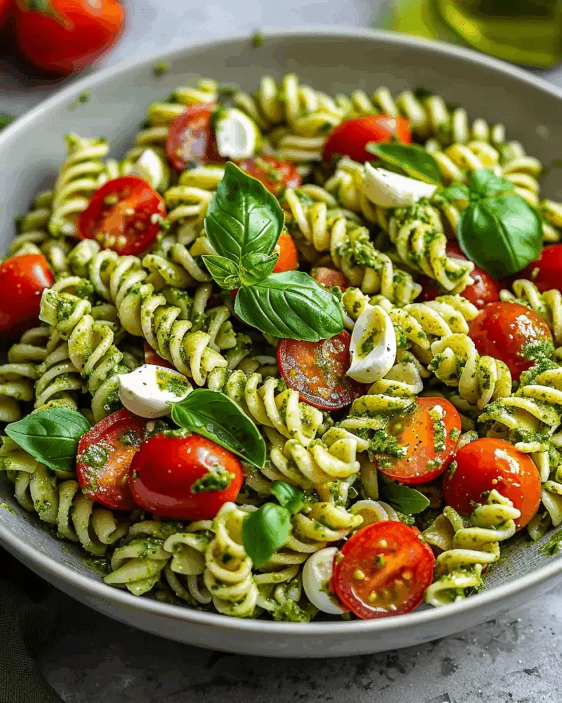 Irresistible Pesto Pasta Salad with Cherry Tomatoes