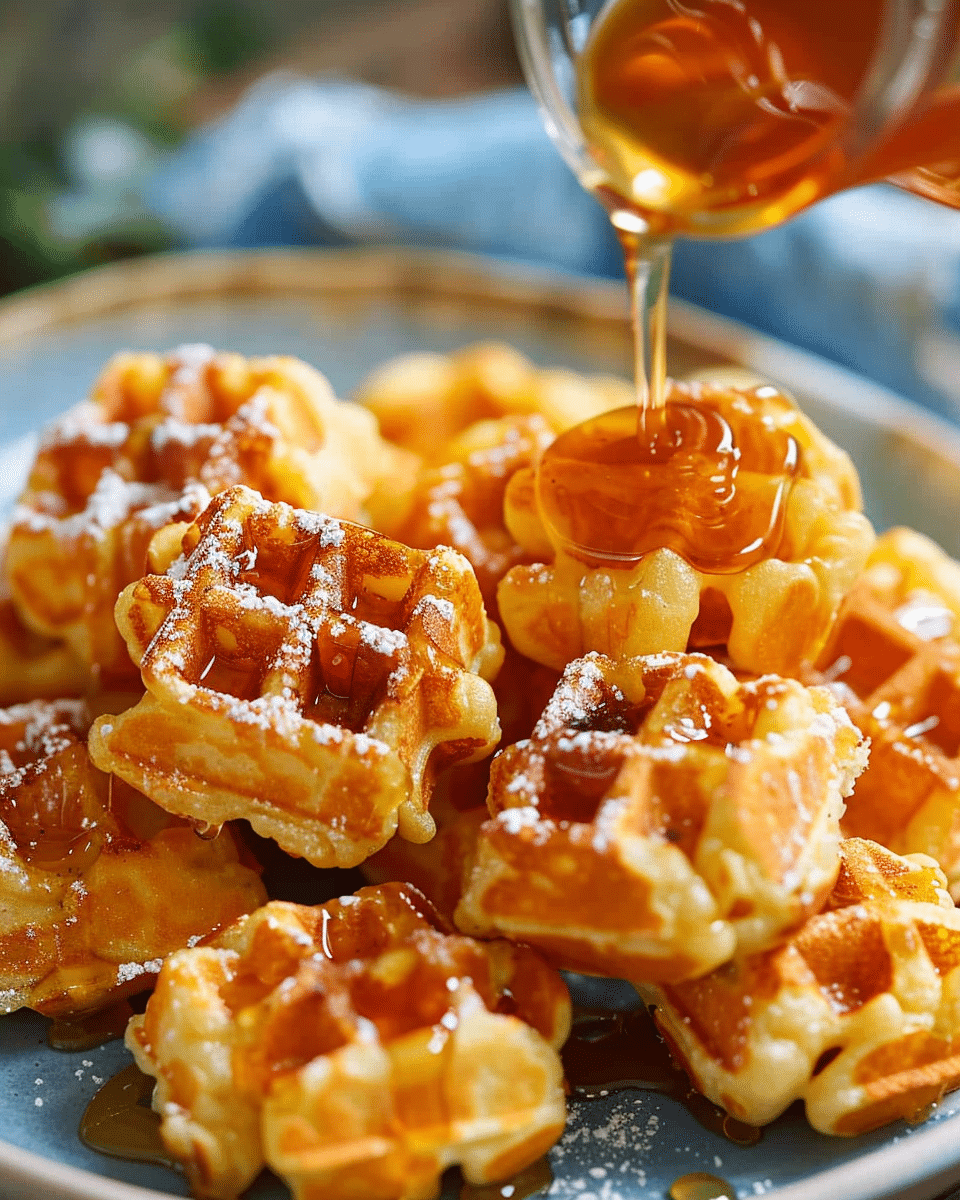 Cornbread Waffle Bites with Smoked Gouda and Honey