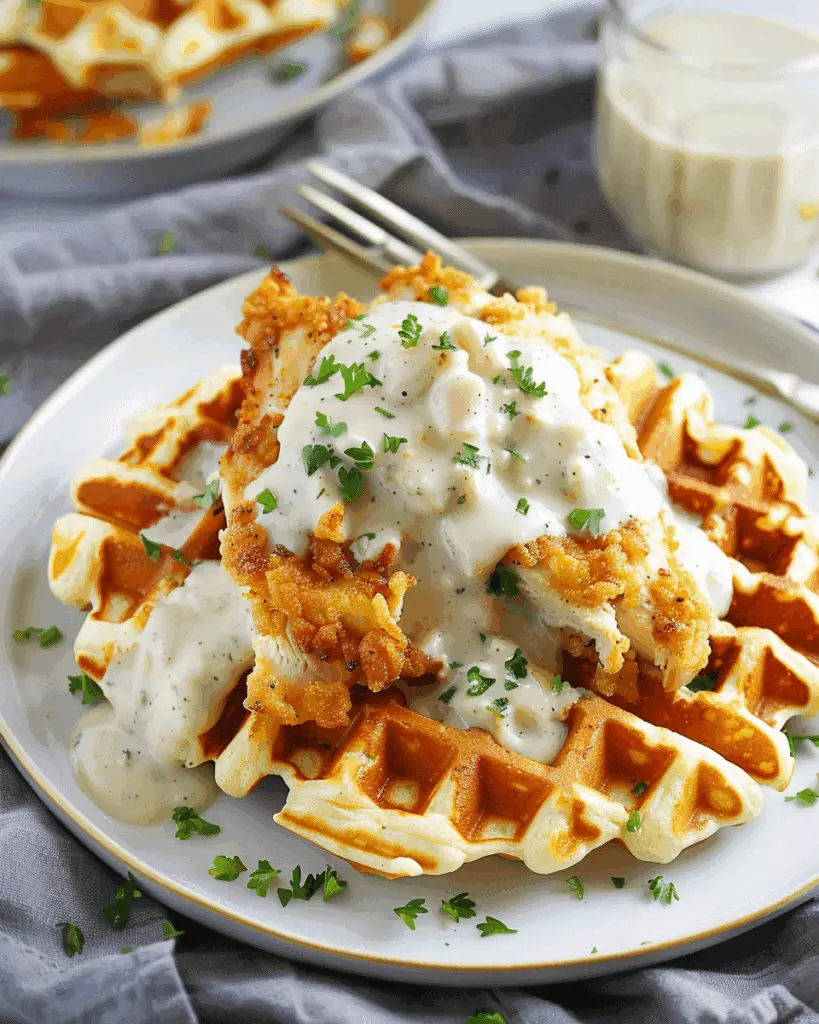 Oven‑Fried Chicken with Waffles and White Gravy