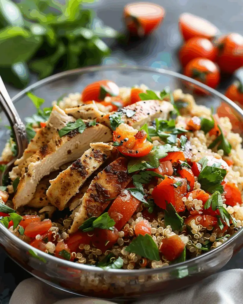 20-Minute Chicken Bruschetta Quinoa Salad