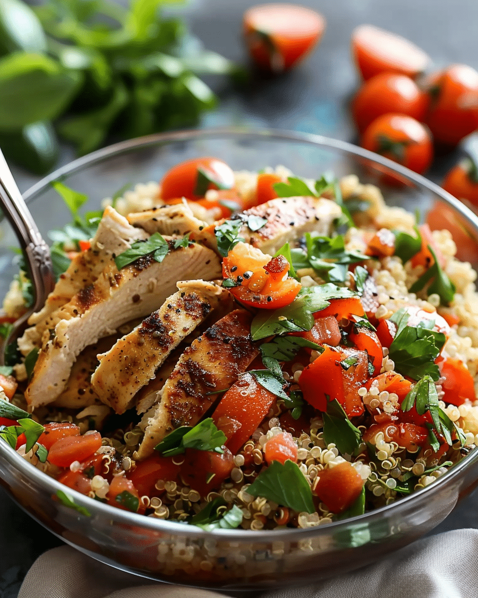 20-Minute Chicken Bruschetta Quinoa Salad