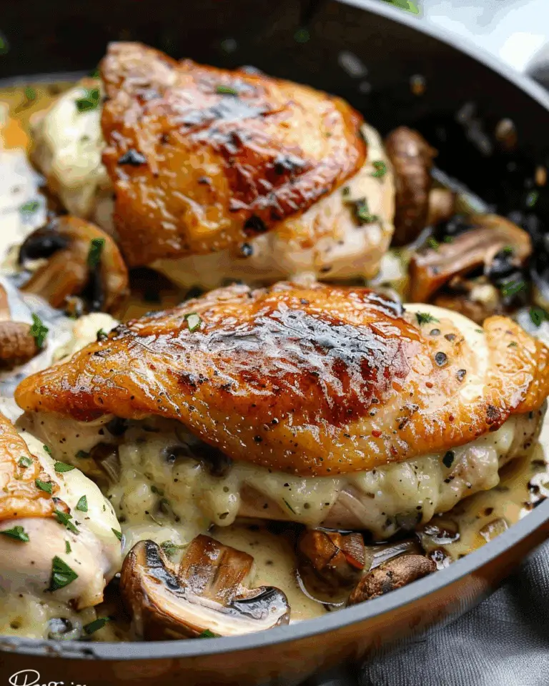 Cheesy Garlic Butter Mushroom Stuffed Chicken