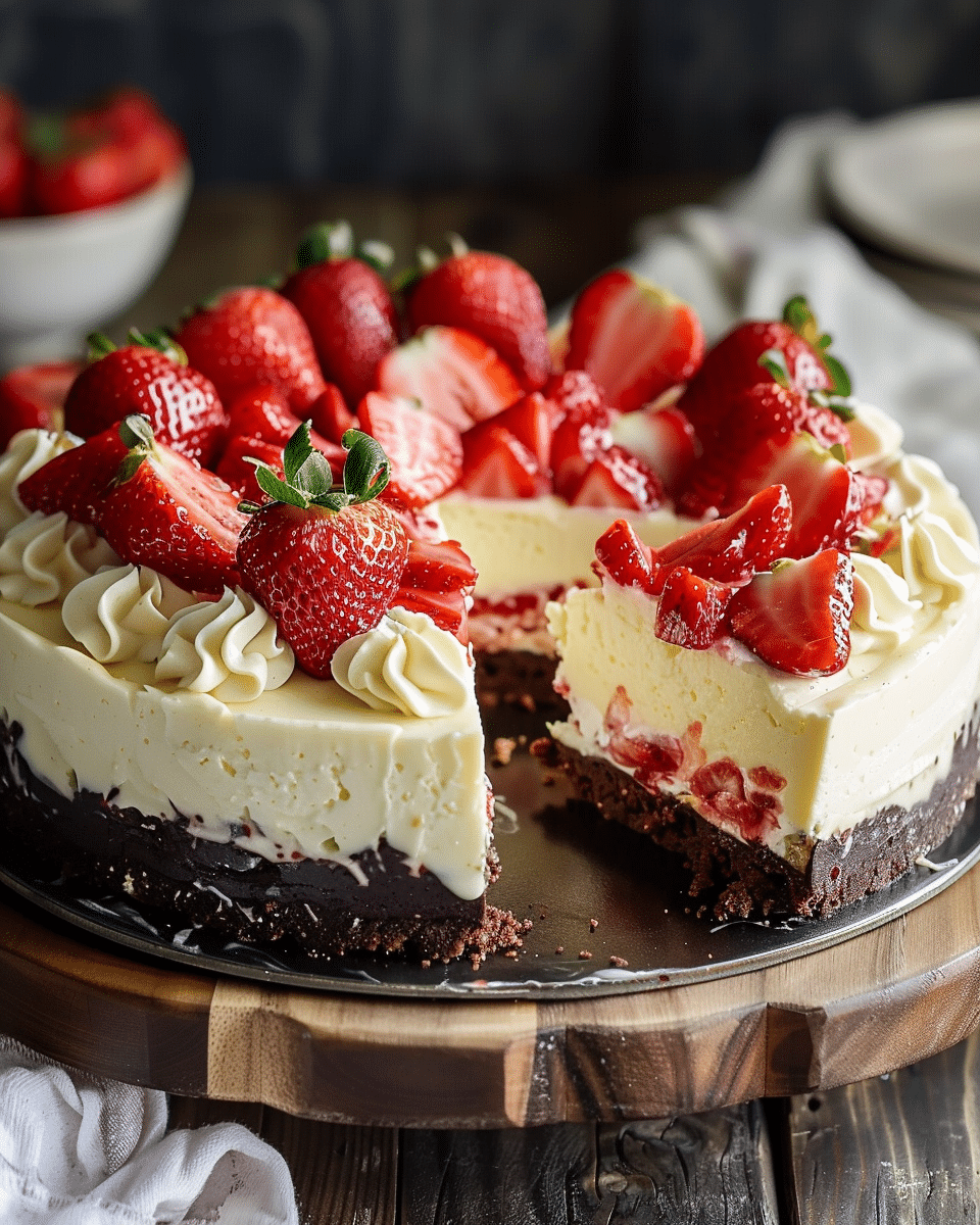 White Chocolate Strawberry Cheesecake