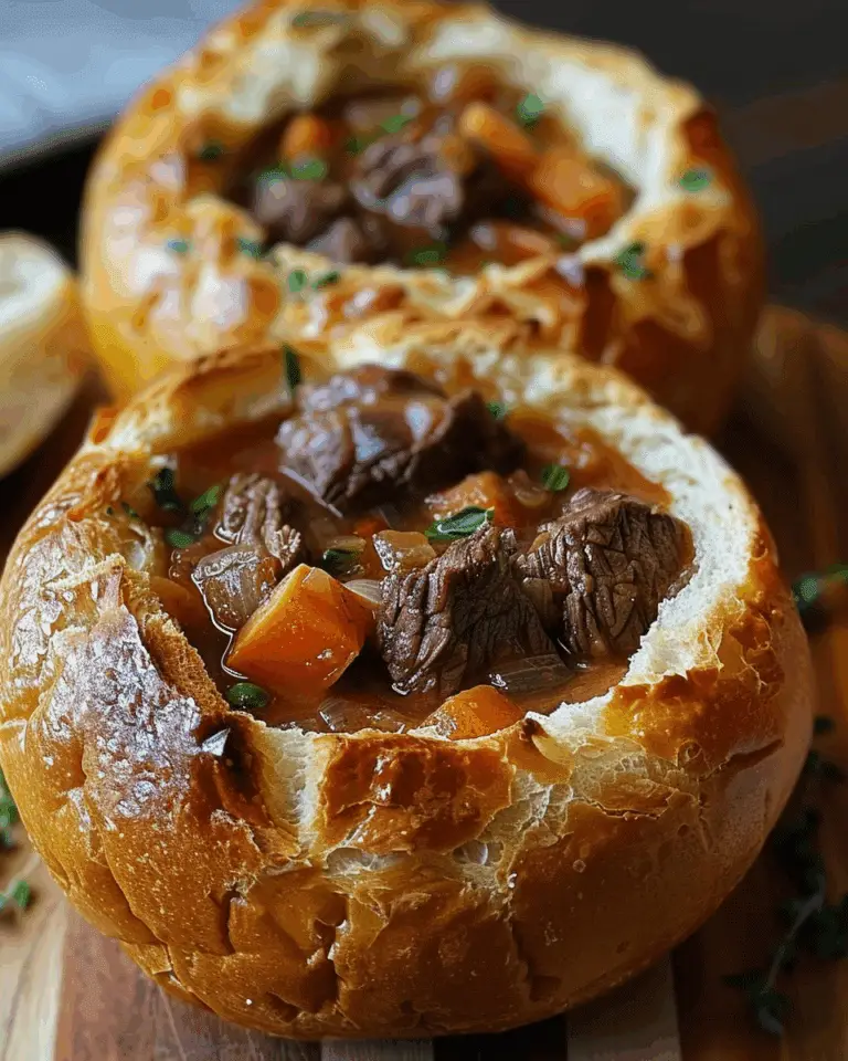 Hearty Beef Stew in Bread Bowls