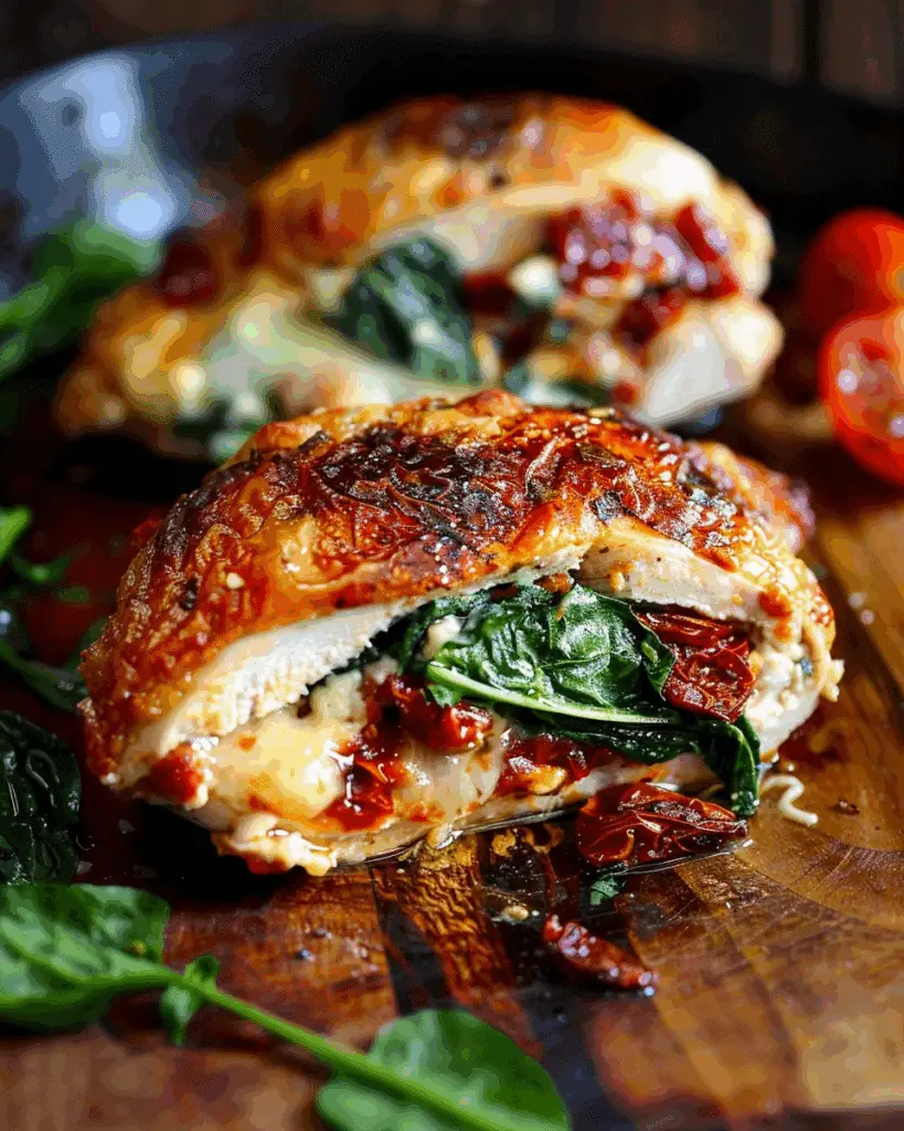 Sun‑Dried Tomato, Spinach & Cheese Stuffed Chicken