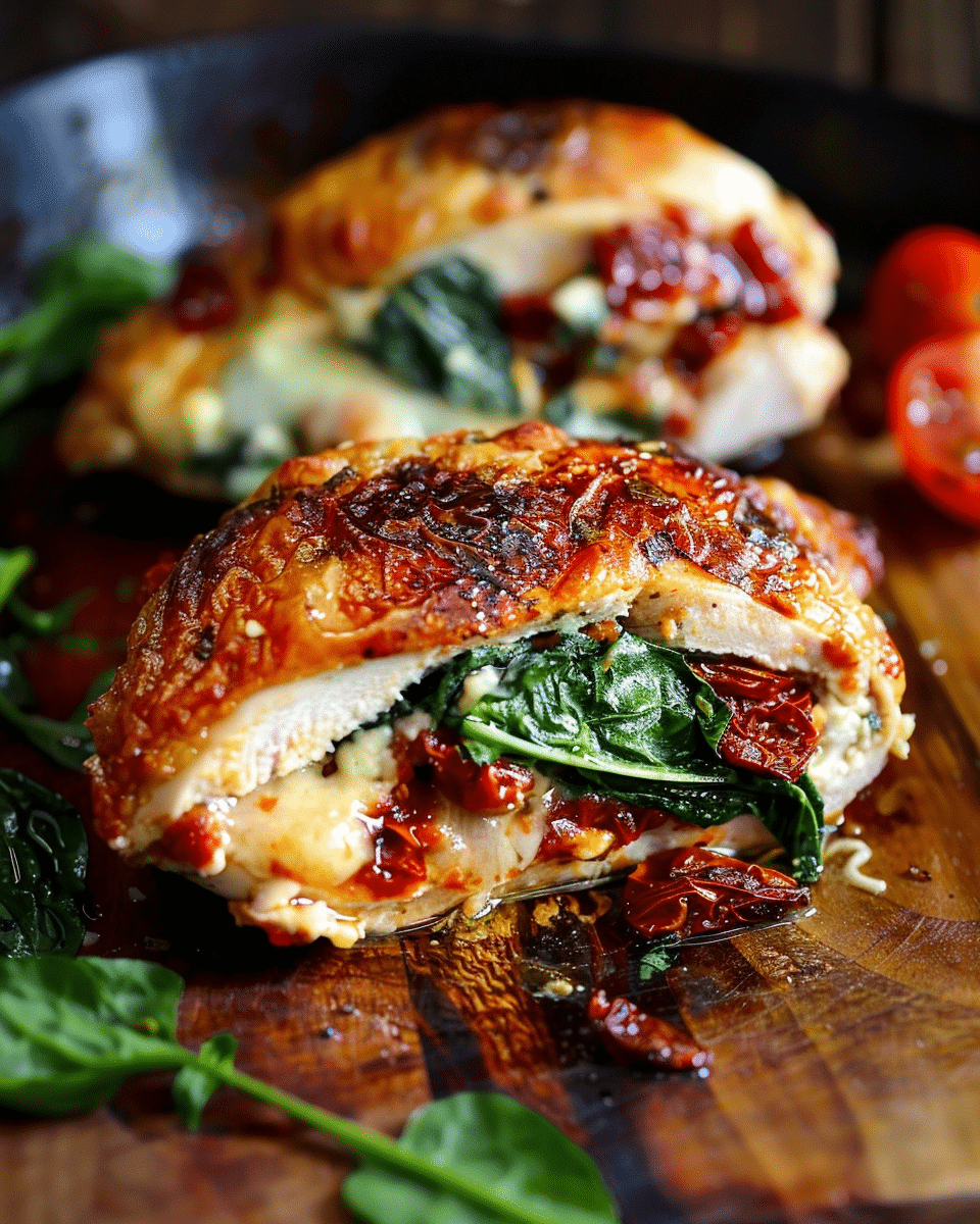 Sun‑Dried Tomato, Spinach & Cheese Stuffed Chicken
