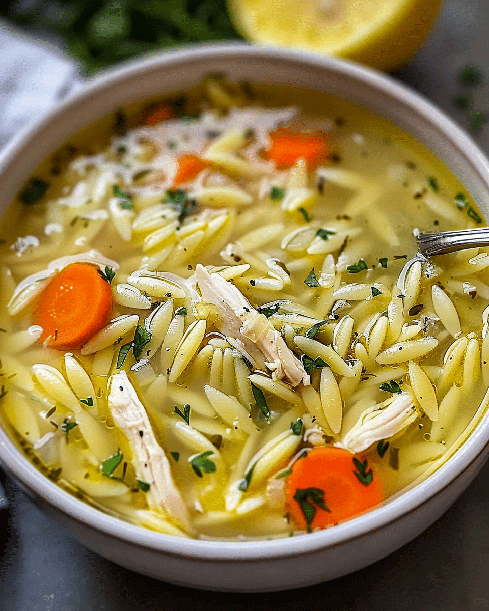 Lemon Chicken Orzo Soup