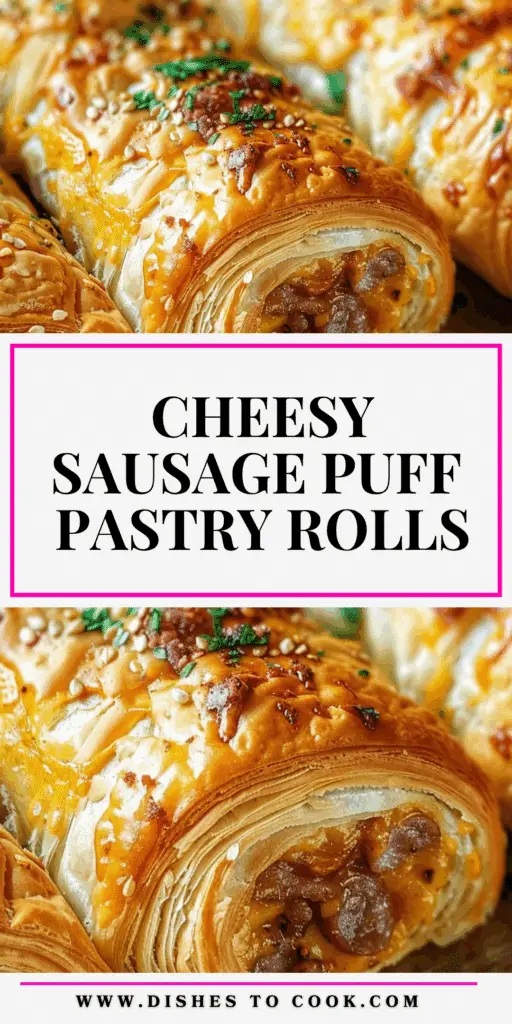Cheesy Sausage Puff Pastry Rolls