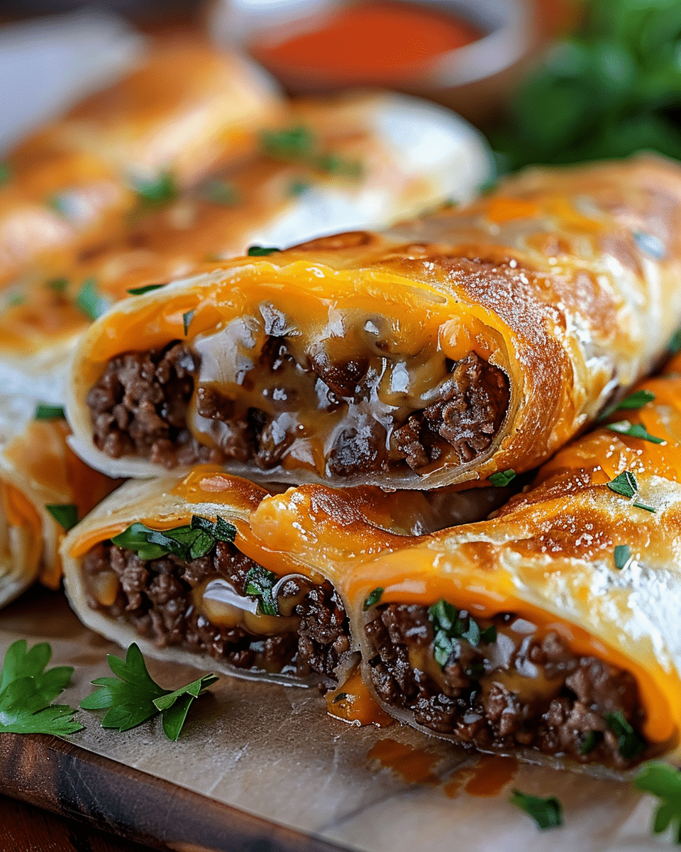 Cheeseburger Tortilla Rollups