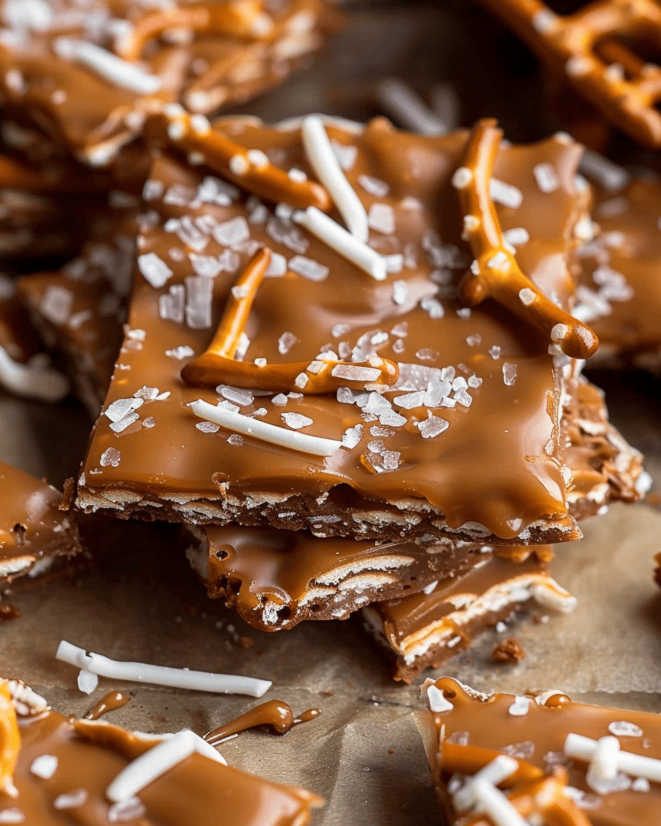 The Best Salted Caramel Pretzel Bark