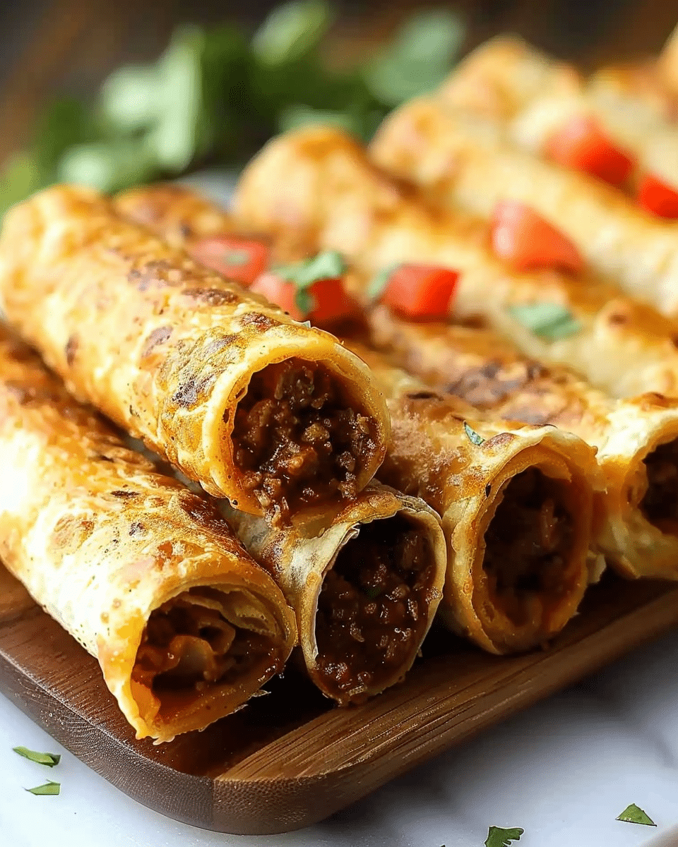 Cheesy Beef Baked Taquitos