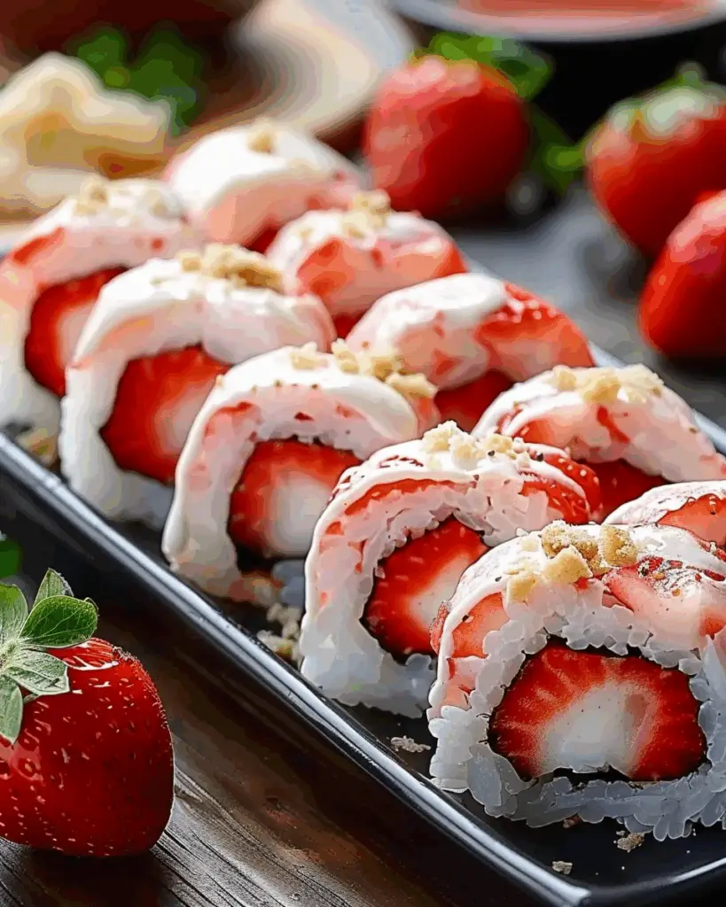 Creative & Cute Strawberry Shortcake Sushi Roll Dessert Recipe