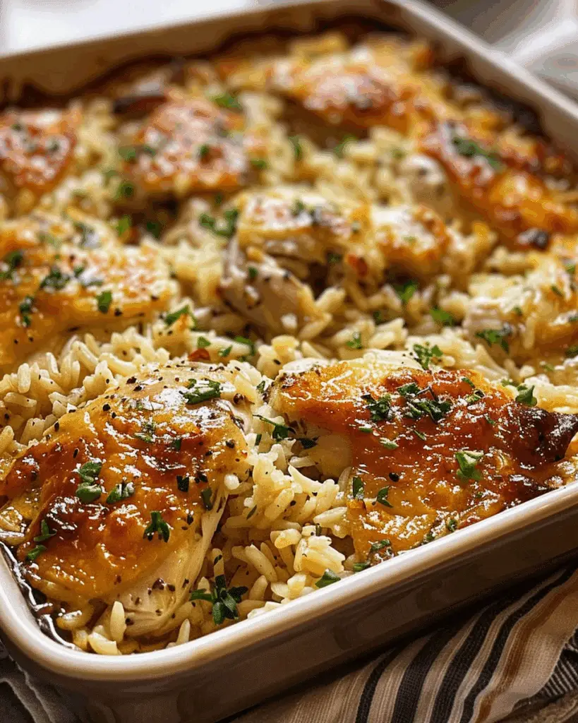 Garlic Butter Chicken and Rice Casserole