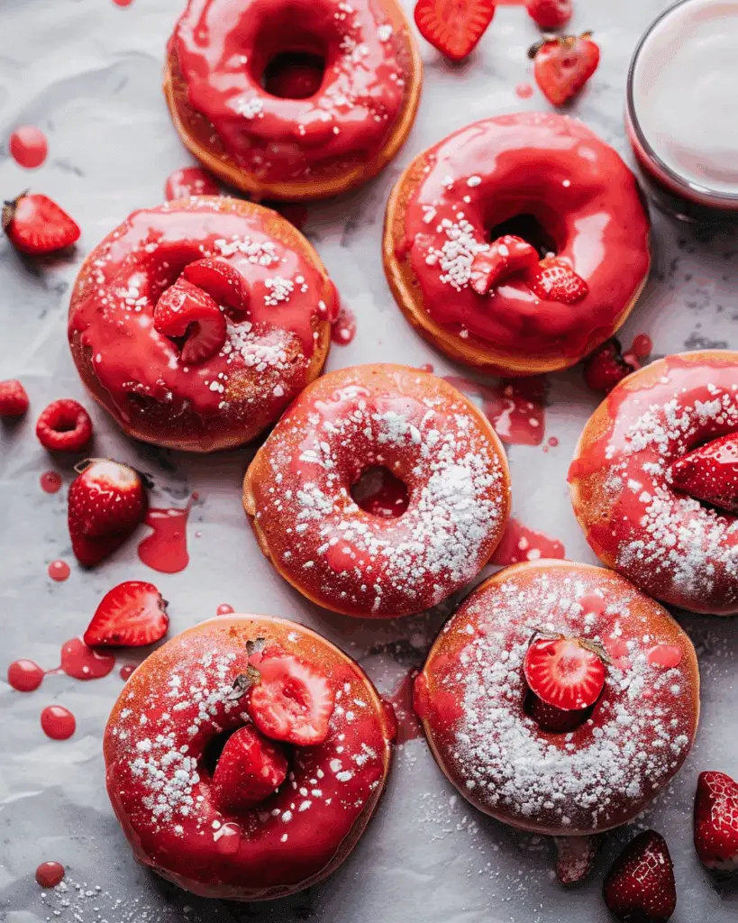 Strawberry Rhubarb Donuts