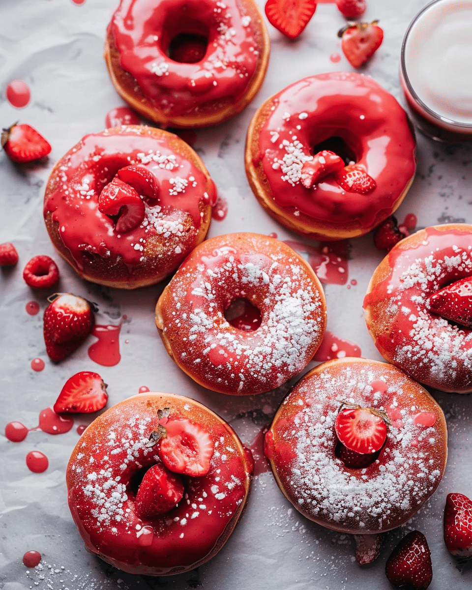 Strawberry Rhubarb Donuts
