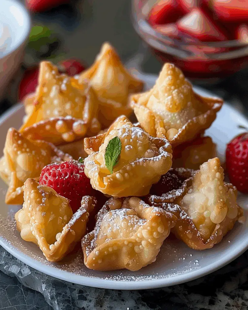 Deep-Fried Strawberry Cheesecake Stuffed Wonton Bites: Irresistibly Crispy!