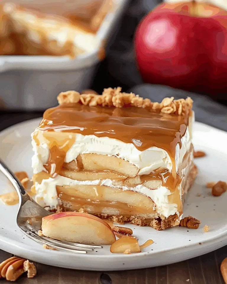 Easy No-Bake Caramel Apple Eclair Cake Recipe