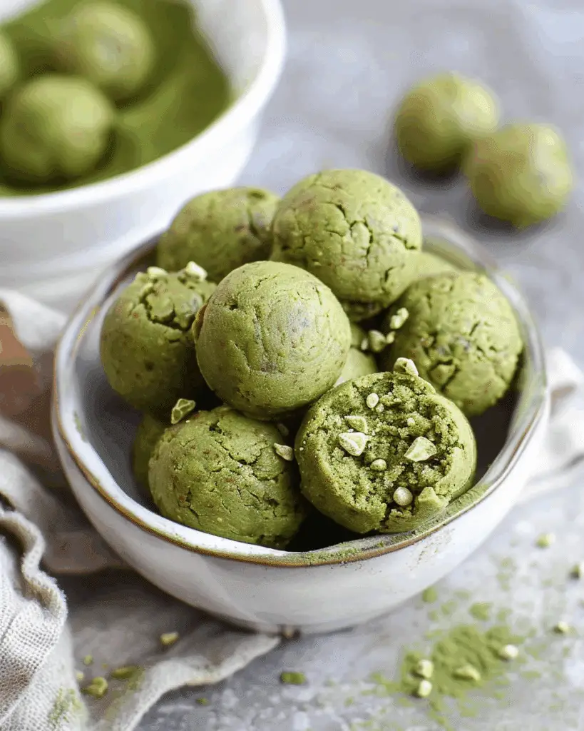 No Bake Matcha Cookie Dough Energy Bites