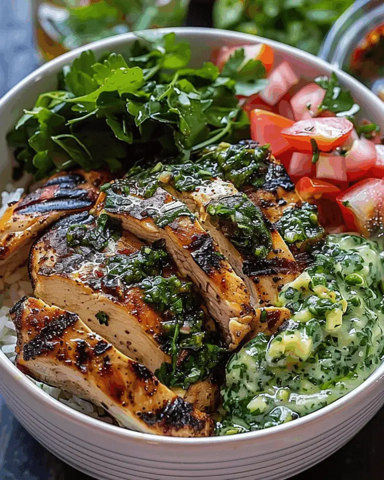 Chimichurri Grilled Chicken Bowl with Garlic Sauce
