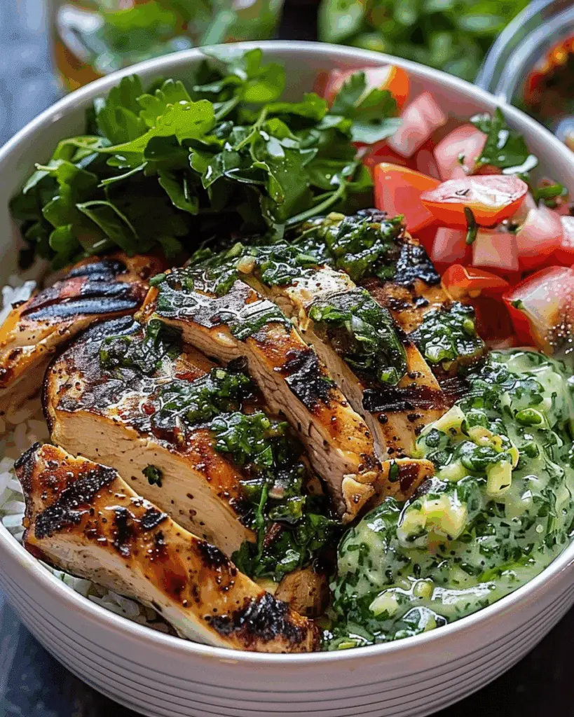 Chimichurri Grilled Chicken Bowl with Garlic Sauce