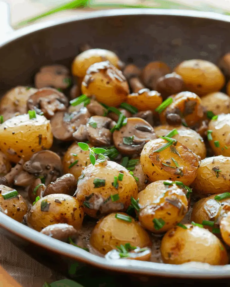 Roasted Baby Potatoes in a Homemade Mushroom Sauce