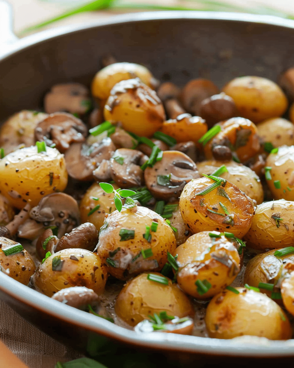 Roasted Baby Potatoes in a Homemade Mushroom Sauce