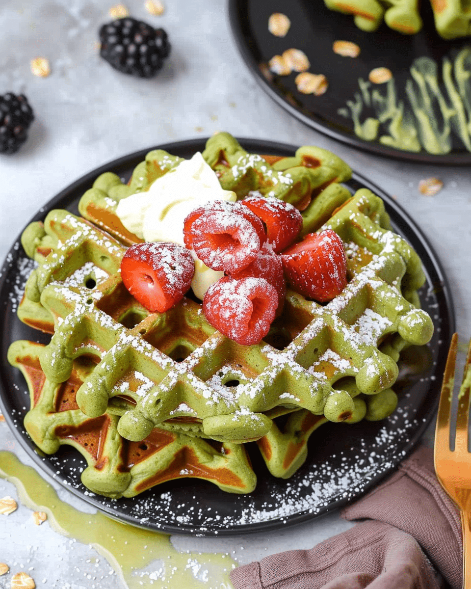 Oatmeal Green Smoothie Waffles