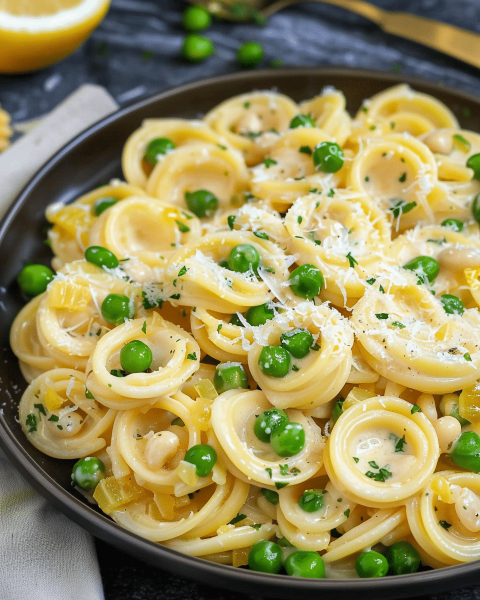 Vegan Creamy Lemon Pasta with Peas