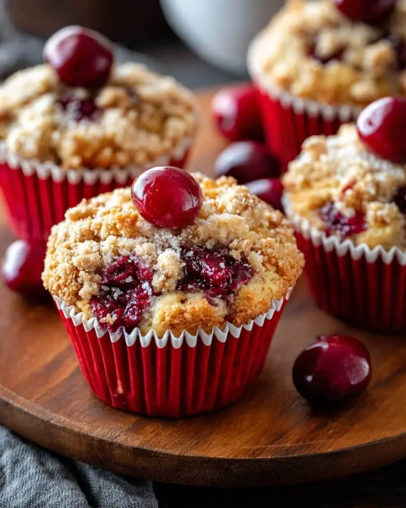 Juicy Cherry Cobbler Muffins