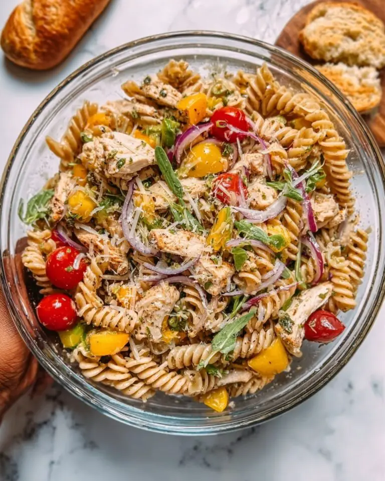 High Protein Chicken Pasta Salad with Greek Yogurt Dressing Recipe