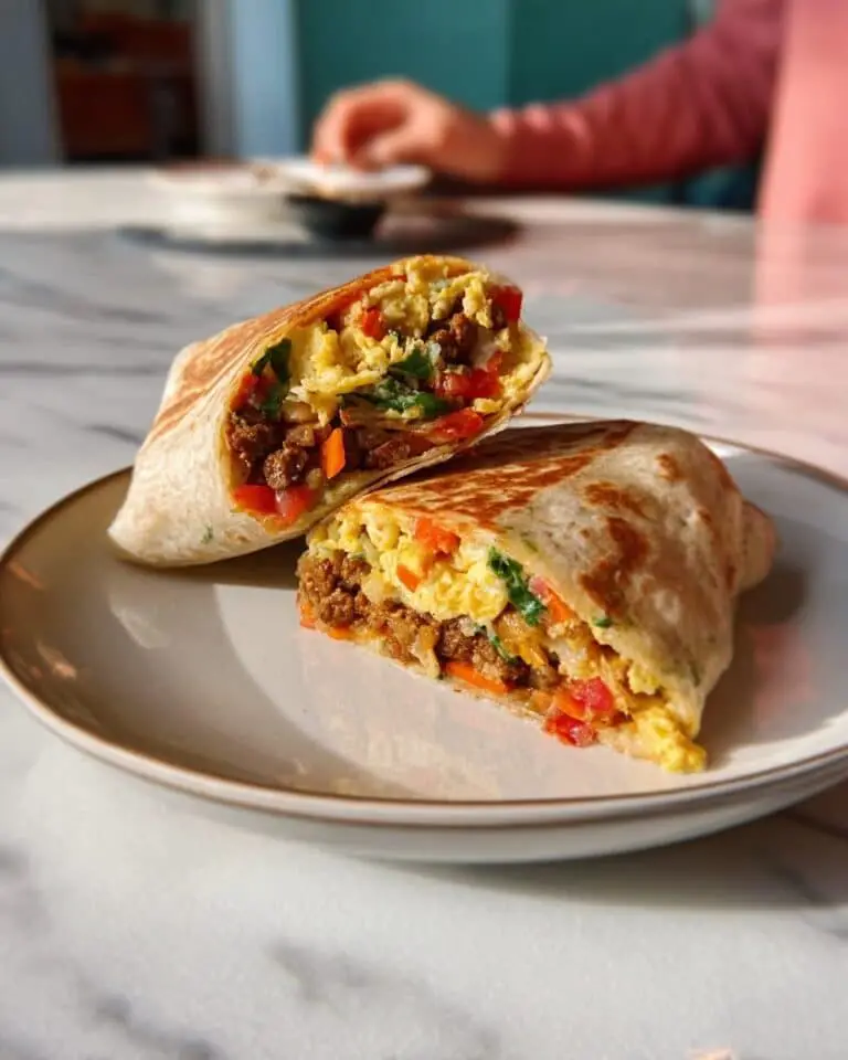 Hearty Breakfast Burritos with Eggs, Veggies, and Cheese Recipe