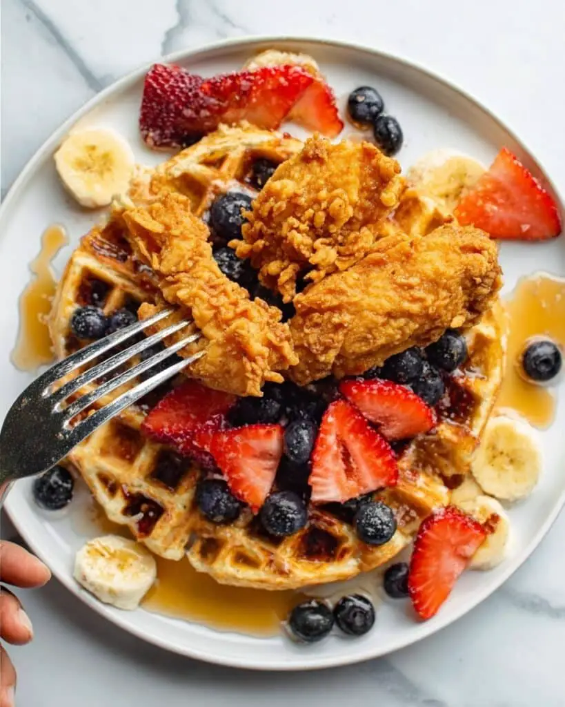 Crispy Fried Chicken and Fluffy Waffles with Maple Syrup Recipe