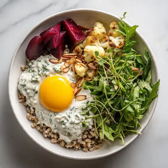 Savory Barley Breakfast Bowl with Mushrooms and Spinach Recipe
