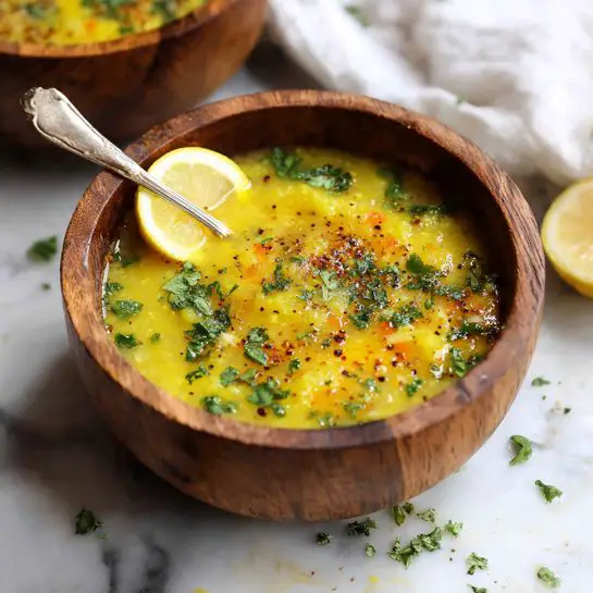 Vegan Lemon Lentil Soup with Turmeric Recipe - Recipe Image