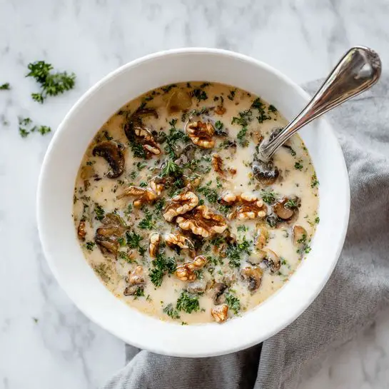 Simple and Creamy Potato Mushroom Soup Recipe - Recipe Image
