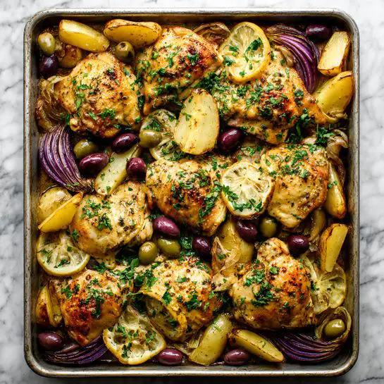 Middle Eastern Braised Chicken Tray Bake Recipe - Recipe Image
