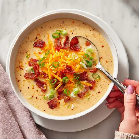 Beef & Smoked Cheddar Potato Soup Recipe