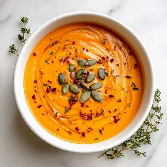 Spicy Butternut Squash and Sweet Potato Soup Recipe - Recipe Image