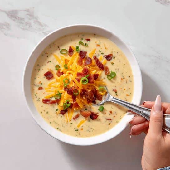 Beef & Smoked Cheddar Potato Soup Recipe - Recipe Image