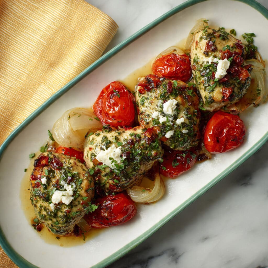 Mediterranean Chicken Bake with Olives, Feta, and Vegetables Recipe
