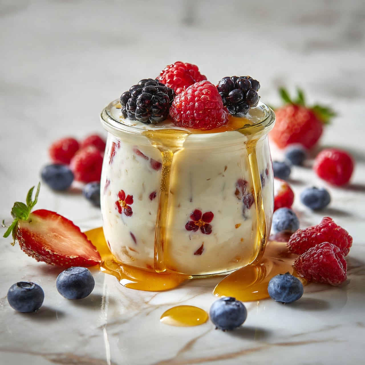 Easy Berry Overnight Oats with Honey Recipe - Recipe Image