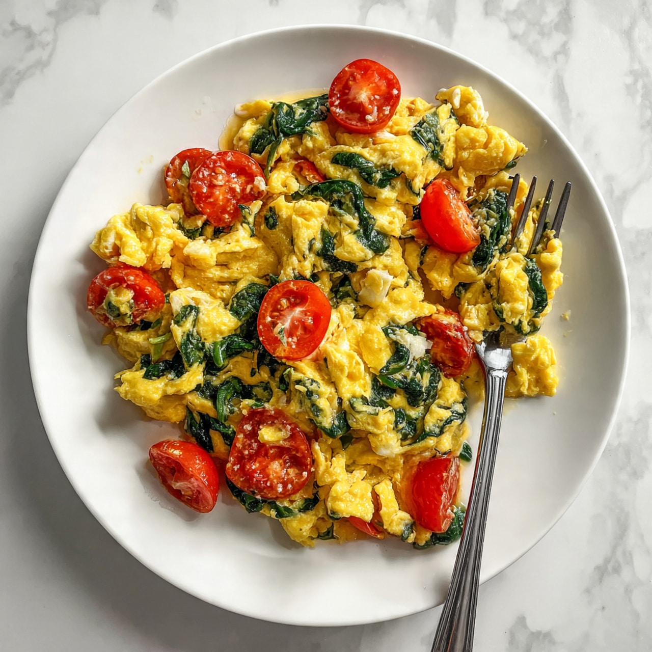 Scrambled Eggs with Spinach and Cheese Recipe - Recipe Image